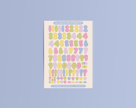 Pretty Bubble Numbers Sticker Sheet