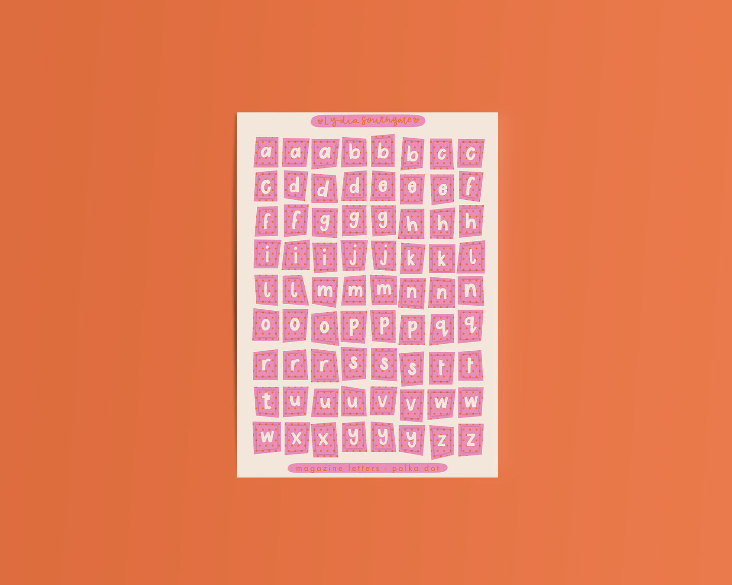 Pink and Red Polka Dot Magazine Letters Sticker Sheet
