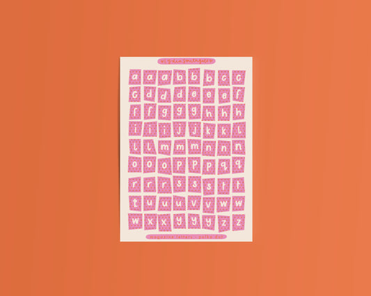 Pink and Red Polka Dot Magazine Letters Sticker Sheet