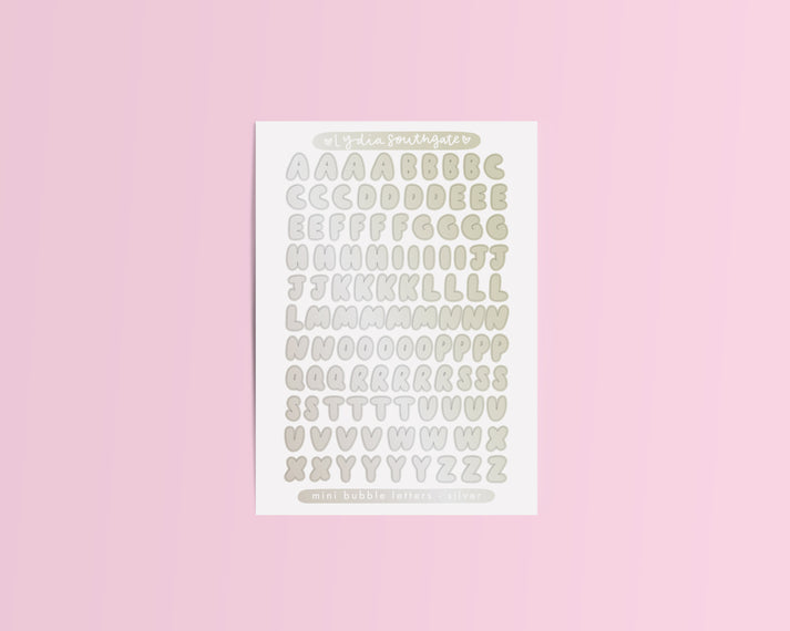 Metallic Mini Bubble Letters Sticker Sheet – lydia southgate