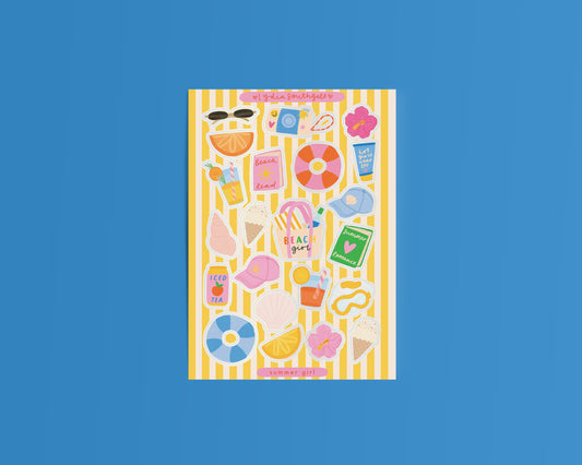 Summer Girl Clear Vinyl Sticker Sheet