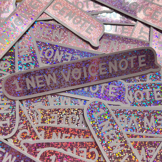 1 New Voicenote Glitter Vinyl Sticker