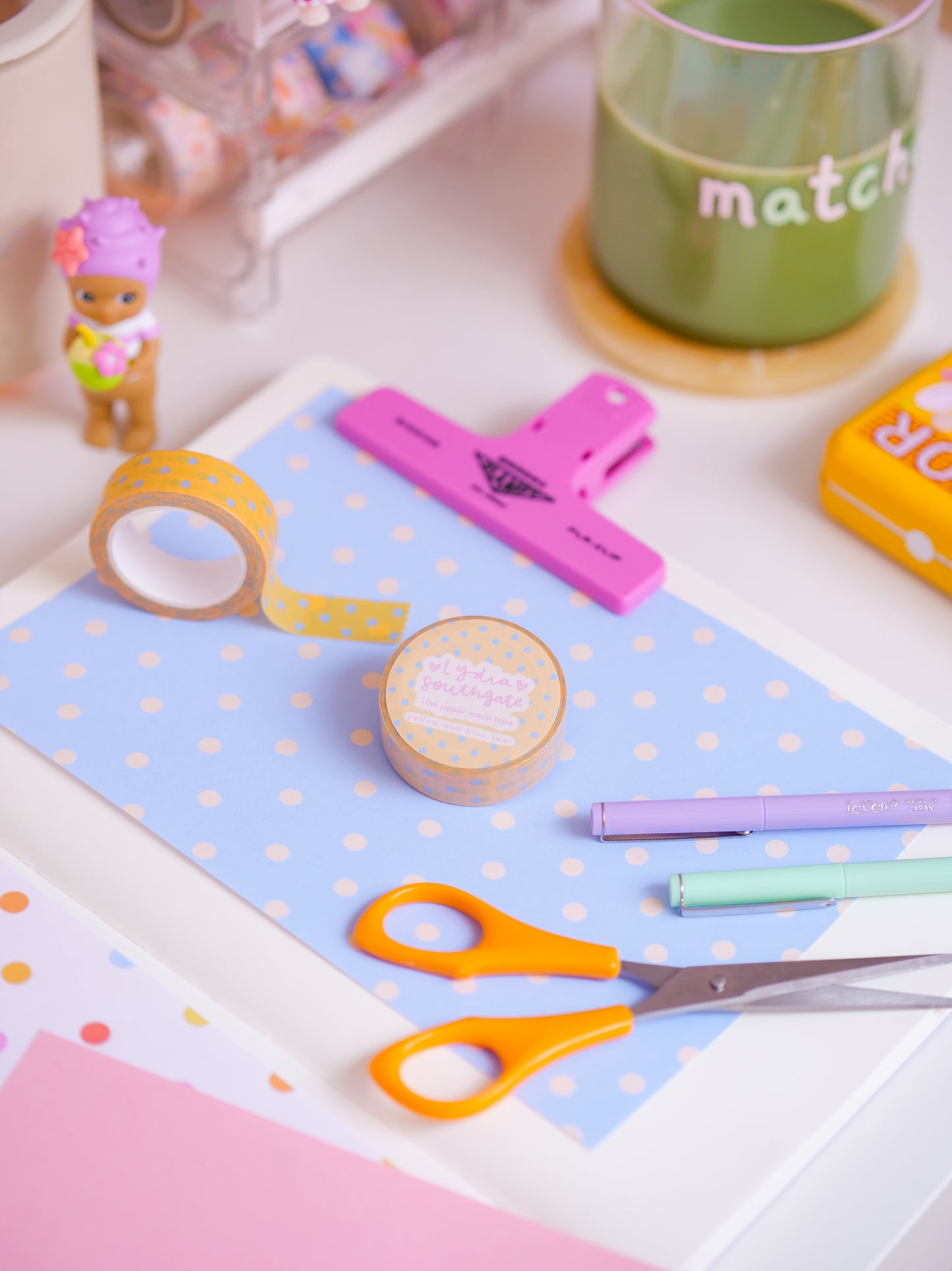 Yellow and Blue Spot Washi Tape