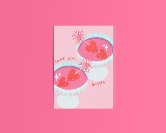 Love You Bestie Cocktails Card