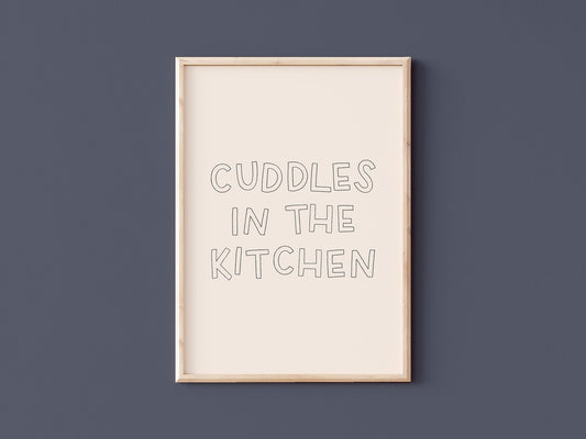 Cuddles in The Kitchen Neutral Wall Art